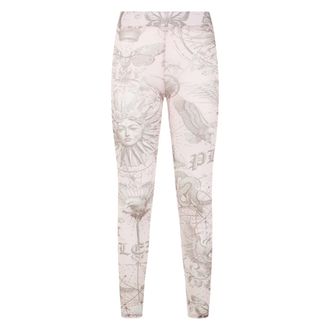 Philipp Plein Broeken, Dames, Roze, XS, Tule, Tulle Leggings Butterfly Tattoo