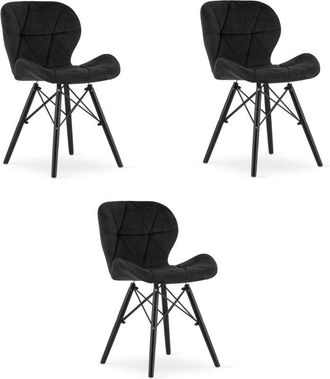 OEM Lago Silla De Terciopelo - Negro / Patas Negras X 3