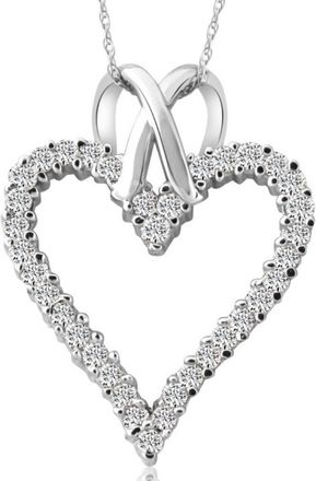 Pompeii3 1 1/10ct Diamond Heart Pendant Necklace in 14K White, Yellow or Rose Gold 1 1/4