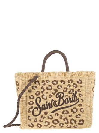 MC2 Saint Barth Bolso tote de playa con efecto de paja y estampado animal de Mc2 Saint Barth