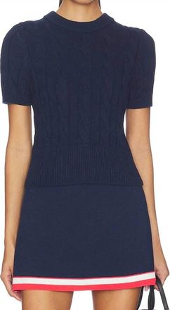 525 america Sky Cable Crew Neck Pullover In Dark Blue