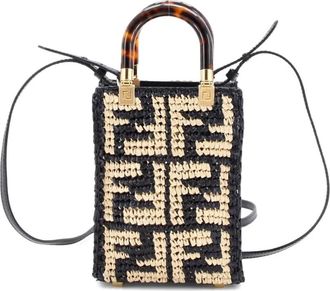 Fendi Sunshine Shopper Tote Zucca Raffia Mini satchel - Zwart
