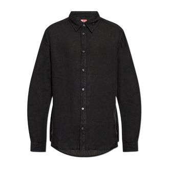 Diesel S-Werp Shirt - Heren - Casual Overhemden - Zwart - S - Linnen - Overhemden