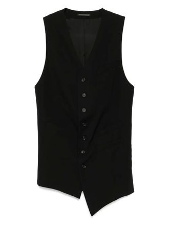 Yohji Yamamoto asymmetric wool waistcoat - men - Wool - 4 - Black