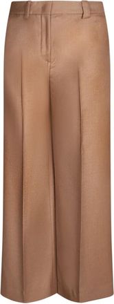 Incotex Wijde broeken - Dames - Wijde Broeken - Beige - 2XS - Wol - Broeken