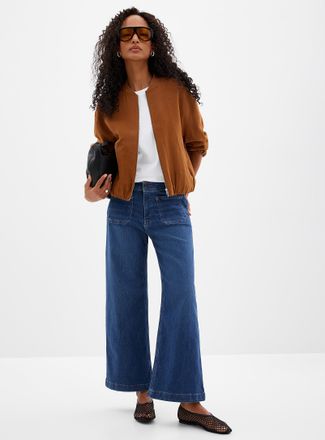 Mavi Womens Paloma patch-pocket jean Fit: Wide leg, mid rise