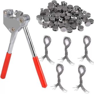OEM Juego De Alicates De Sellado, Sellado Con Plomo Rojo, Mango De Pl&aacute;stico De 10 Mm (1 Alicate De Sellado De Cables + 20 Cables + 20 Alambres De Sellado)