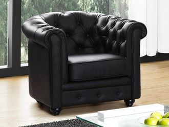 Vente-Unique Poltrona CHESTERFIELD in similpelle Nera