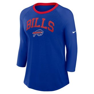 Nike Buffalo Bills Nike Womens NFL 3/4-Sleeve T-Shirt in Blue | 01UE01PZ81-PVL