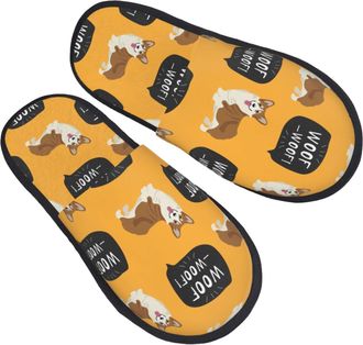 Generic Women Men House Slippers Corgi Ladies House Slippers Warm Soft Home Shoes, For Hotel, Travel, Indoor Outdoor, L