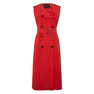 Moorer Lange Jurk - Dames - Mantel - Rood - S - Polyester - Jassen