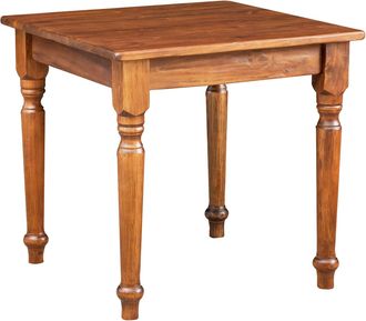 Biscottini International Biscottini - Mesa Fixo De Estilo Country De Madera Maciza De Tilo Acabado Con Efecto Nogal 80x80x78 Cm