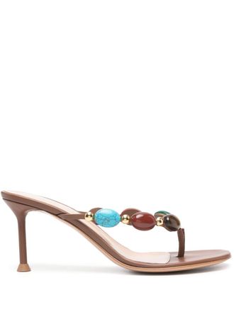 Gianvito Rossi Sandali in pelle Shanti 70mm - Marrone