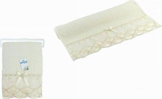 Trade Shop Trade Shop - Asciugamano Bagno Telo Cotone Morbido Decorato 70x140cm 380gr Beige Chiaro 79504