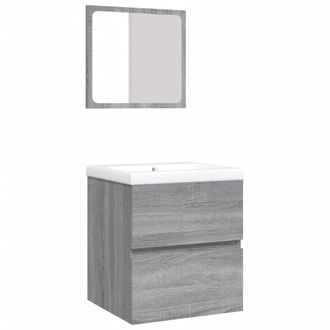Berkfield Home Bathroom Sink Cabinet with Basin & Mirror Grey Sonoma