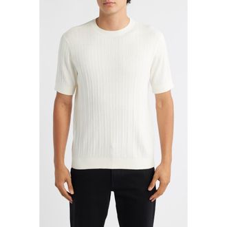 Emporio Armani Short Sleeve Cotton & Cashmere Rib Sweater in Solid White at Nordstrom Rack, Size Xxx-Large