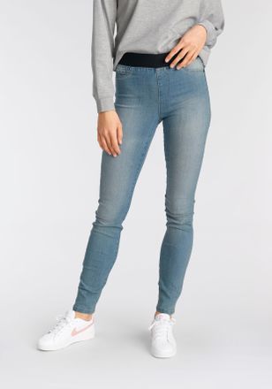 Arizona Skinny-fit-Jeans ARIZONA, Damen, Gr. 17, K + L Gr, blau (blau used), Jeans, Obermaterial: 75% Baumwolle, 24% Polyester, 1% Elasthan, Basic, eng lang, 