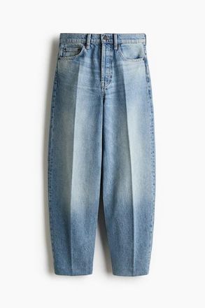 H&M Barrel High Ankle Jeans in Denim Blue at Nordstrom, Size 14