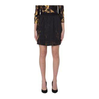 Versace Jeans Couture Short Skirts, female, Black, Size: XS Pleated Mini Skirt Baroque Print