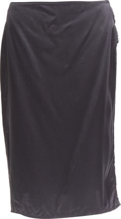 Lanvin silk raw edge fabric button low waist midi skirt