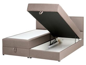 Beliani Cama matrimonial de tejido beige 160x200