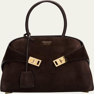 Ferragamo Hug Medium Suede Handbag