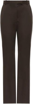 Alexander McQueen Pantalones de Lana de Pinzas - Trousers - Mujer - Marr&oacute;n - XS