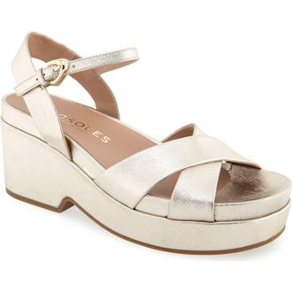 Aerosoles Chabella Platform Sandal in Gold Metallic Textured Leather at Nordstrom Rack, Size 8.5