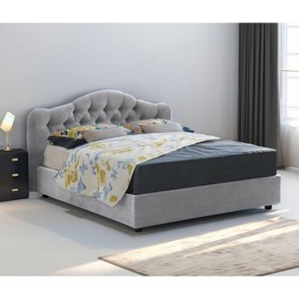 Dmora Cama Doble Allik, Colch&oacute;n Incluido, Hecho En Italia, Gris
