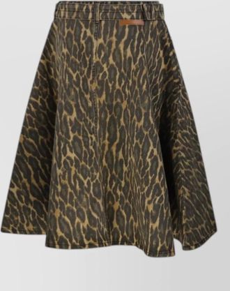 Ganni denim printed wrap midi a-line skirt