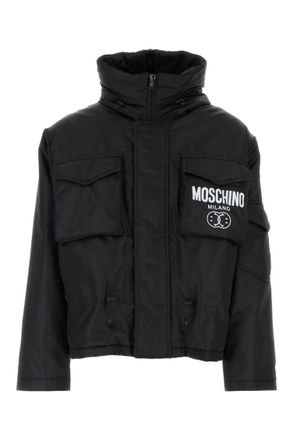 Moschino Black Logo Print Padded Jacket