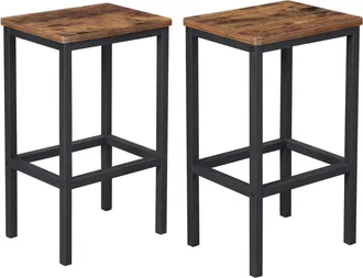 Vasagle Set Di 2 Sgabelli Da Bar, Sedie Da Pranzo Alte, Per Cucina, Sala Da Pranzo, Soggiorno, Stile Industriale, Marrone Vintage E Nero Lbc65x - Vasagle