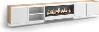 Skraut Home Skraut Home - Mueble Tv, Televisi&oacute;n, Muebles De Sal&oacute;n, Almacenaje, 315x35x50cm, Para Tv Hasta 80, Chimenea El&eacute;ctrica Xxl, Colgado, Suspendido, Led, Es