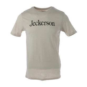 Jeckerson T-Shirts, male, Beige, Size: L Printed Mens T-shirt Yellow Short Sleeves