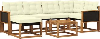 vidaXL Conjunto De Sof&aacute;s De Exterior 7 Uds. Natural Y Crema Vidaxl