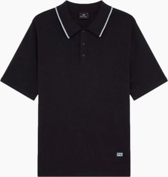 Paul Smith Mens PS Paul Smith SS Tipped Knitted Polo - Black - Size: 44