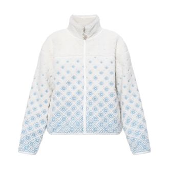 Casablanca Geborduurde Gradient Monogram Cropped Fleece Jas - Dames - Fleece jassen - Wit - XS - Wol - Fitness