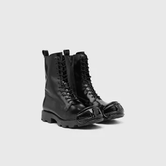 Diesel D-Hammer-Leather boots with oval D toe guard - Boots - Man - Black