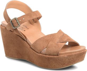 Kork-ease Ava 2.0 Platform Wedge Sandal in Brown Suede at Nordstrom, Size 7