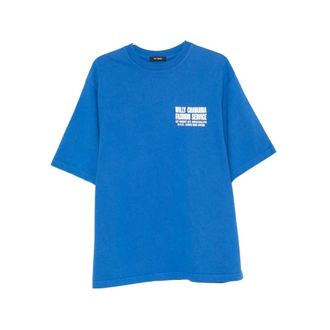 Willy Chavarria Tops, Heren, Blauw, 2Xl, Katoen, Logo-Print Katoenen Jersey T-shirt
