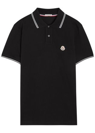 Moncler Logo-appliqu&eacute;d Piqu&eacute; Cotton Polo Shirt - Black - Xxl