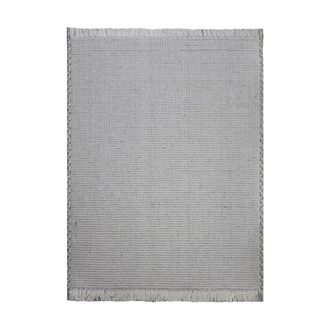 Decoclico Alfombra rectangular de lana trenzada crudo y gris 140 x 200 cm