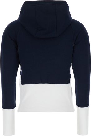 Thom Browne Womens Hoodie Blue Colour-Block Cotton Sweatshirts Sweater