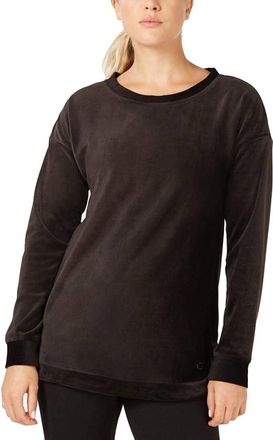 Ideology Womens Activewear Velour Top In Noir