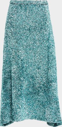 Zankov Zander Metallic Tinsel Knit Midi Skirt