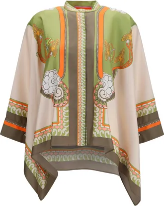 La DoubleJ Womens Shirt Printed Silk Scarf Multicolour