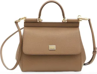 Dolce & Gabbana Tassen, Dames, Beige, ONE Size, Katoen, Sicily Small Handtas