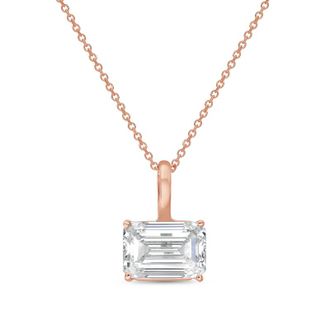 Diana M. Jewels 14kt rose gold lab grown east/west emerald cut diamond pendant weighing 2.00 ct on a solid bail