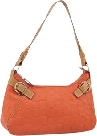Ferragamo Pre-owned Shoulder Bags, female, Orange, Size: ONE SIZE Pre-owned Leather Shoulder Bag
