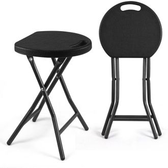 OEM 2 Taburetes Plegables Port&aacute;til De Metal Y Pl&aacute;stico, Taburetes Multiusos Multifuncional Alto Para Bar Cocina Barbacoa Jard&iacute;n Terraza Negro, 2 Unidades,